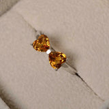 1.2ct Engagement Ring Heart Cut Yellow Citrine Bow Knot 14k White Gold Finish