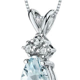 1Ct Pear Cut Blue Aquamarine Diamond Trendy Pendant 14K White Gold Over NO CHAIN