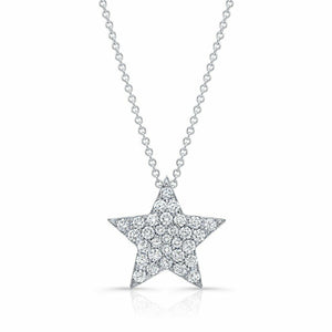 2Ct Round Cut VVS1D Diamond Star Shaped Pendant 14K White Gold Finish With CHAIN