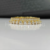 1.9ct Round Cut Moissanite Full Eternity Bar Setting Band 14K Yellow Gold Plated