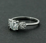 Solitaire Cluster Engagement Ring 2ct Round Cut Diamond 14k White Gold Finish