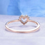 1ct Round Cut Diamond Engagement Ring Heart Shaped Minimalist 14k Rose Gold Over