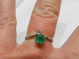 2ct Round Cut Green Emerald Two Stone Bypass Engagement Ring 14k White Gold Over