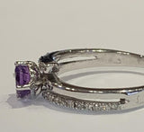 2ct Engagement Ring Round Cut Amethyst Bypass Split Shank 14k White Gold Finish