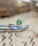 0.5ct Engagement Ring Round Cut Peridot Solitaire Minimalist 14k White Gold Over