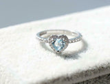 1.5ct Heart Blue Aquamarine Engagement Ring Round Accent Halo 14k WhiteGold Over