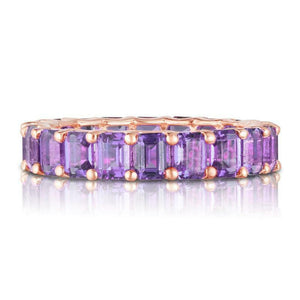 3.5ct Emerald Cut Purple Amethyst Wedding Band 14k RoseGold Finish Full Eternity