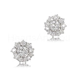 2ct Round Cut Moissanite Cluster Halo Stud Earrings 14k White Gold Plated