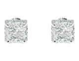 0.65ct Round Cut VVS1 Diamond Square Cluster Stud Earrings 14k White Gold Finish