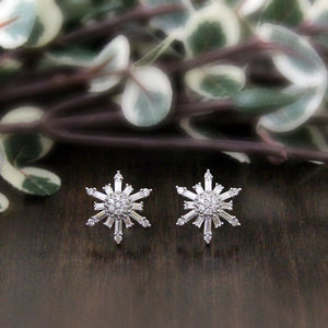 Snowflake Stud Earrings 1.3ct Baguette Cut VVS1D Diamond 14k White Gold Finish