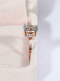 1.3ct Oval Cut Blue Aquamarine Diamond Trilogy Engagement Ring 14k RoseGold Over