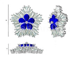 3ct Pear Cut Simulated Blue Sapphire Cluster Stud Earrings 14k White Gold Plated