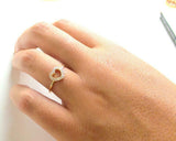 0.12ct Engagement Ring Round Cut Diamond Open Heart Shaped 14k YellowGold Finish