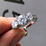 2ct Round Cut VVS1D Diamond Engagement Ring 14k White Gold Finish Unique Trilogy