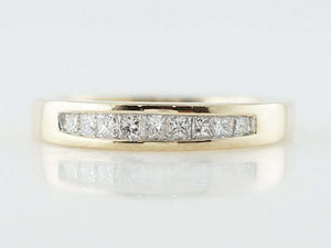 0.54ct Princess Cut Diamond Wedding Band Channel Set Women 14k Yellow Gold Over