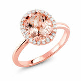 2ct Oval Cut Peach Morganite Engagement Ring Halo Solitaire 14k Rose Gold Finish