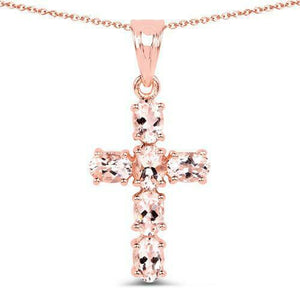 4Ct Oval Cut Peach Morganite Jesus Cross Pendant 14K Rose Gold Finish NO CHAIN