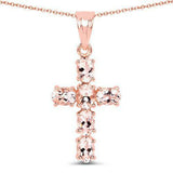 4Ct Oval Cut Peach Morganite Jesus Cross Pendant 14K Rose Gold Finish NO CHAIN