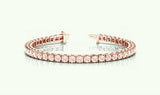 18 Ct Round Sparkle Peach Morganite Tennis Bracelet 14K Rose Gold Finish