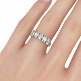 3Ct Oval Cut DVVS1 Diamond Five Stone Wedding Band Ring 14K White Gold Finish