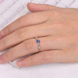 0.5ct Round Blue Sapphire Engagement Ring Floral Minimalist 14k White Gold Over