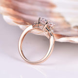 1.2ct Emerald Cut Peach Morganite Solitaire Engagement Ring 18k Rose Gold Finish