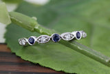 2ct Round Cut Blue Sapphire Marquise Shape Wedding Band Ring 14k White Gold Over