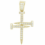 2.5ct Round Cut VVS1D Diamond Nail Cross Pendant 14k Yellow Gold Finish NO CHAIN