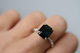 5ct Emerald Cut Blue Sapphire Marquise Accent Engagement Ring 14k WhiteGold Over