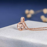 1.2ct Round Cut Diamond Pendant with Chain Bezel Solitaire 14k Rose Gold Finish