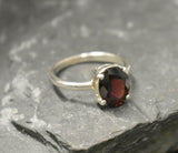 1.2ct Engagement Ring Oval Cut Red Garnet Solitaire Design 14k White Gold Finish