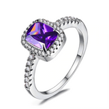 2.4ct Cushion Cut Purple Amethyst Engagement Ring 14k WhiteGold Finish Solitaire