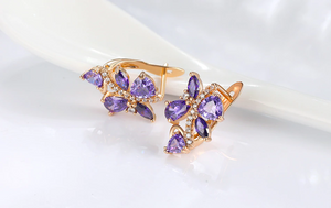 3ct Trillion Cut Purple Amethyst Elegant Party Drop Earrings 14k RoseGold Finish