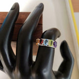 2.5ct Wedding Ring Band Oval Cut Multi Color Five Stone 14k White Gold Finish