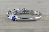 1.5ct Round Cut Alternate Sapphire Diamond Half Eternity Band 14k WhiteGold Over