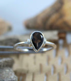 1ct Pear Cut Black Diamond Solitaire Design Engagement Ring 14k WhiteGold Finish