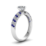 1ct Heart Cut Diamond Blue Accent Solitaire Engagement Ring 14k WhiteGold Finish