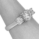 1.5Ct Round Cut Diamond Solitaire Trilogy Engagement Ring 18K White Gold Finish