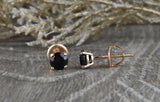 1ct Round Cut VVS1D Black Diamond Screw Back Stud Earrings 14k Rose Gold Finish