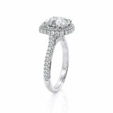 2ct Cushion Cut Diamond Accent Halo Solitaire Engagement Ring 14k WhiteGold Over