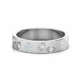 1ct Wedding Ring Band Round Cut Diamond Floral Leaf Design 14k White Gold Finish