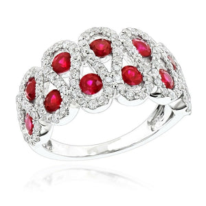 4Ct Round Cut Pink Ruby Diamond Art Deco Engagement Ring 14K White Gold Finish