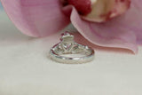 1ct Heart Cut Diamond Solitaire Engagement Claddagh Ring 14k White Gold Finish