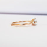 Thin Minimalist Petite Engagement Ring 1ct Round Cut Diamond 14k RoseGold Finish