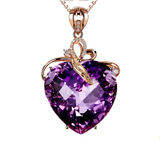 2ct Heart Cut Purple Amethyst Pendant Unique Design 14k RoseGold Finish NO CHAIN