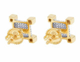 1.5ct Round Cut Diamond Square Cluster Stud Earrings Women 14k YellowGold Finish