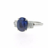 2.2ct Oval Cut Blue Sapphire Engagement Ring Five Stone 14k White Gold Finish