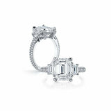 2ct Emerald Cut Diamond Trilogy Engagement Ring with Accent 14k White Gold Over