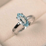 1ct Marquise Cut Blue Aquamarine Engagement Ring Solitaire 14k White Gold Finish