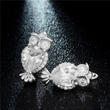 2Ct Pear Brilliant Diamond Lucky Owl Drop Earrings Women 14K White Gold Finish